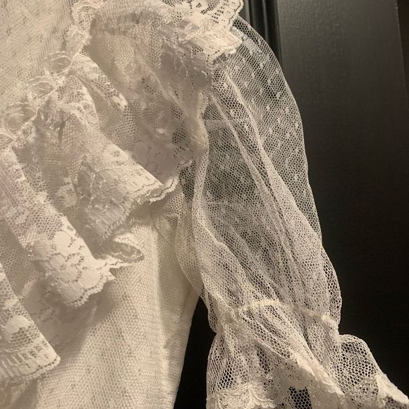 Vintage White Lace Ruffle Dress size 10 - Picture 9 of 11